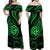 Polynesian Pride Guam With Polynesian Tribal Tattoo and Coat of Arms Off Shoulder Long Dress Green Version LT9 Women Green - Polynesian Pride