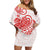 Polynesian Tribal Tattoo Retro Off Shoulder Short Dress Red Screen Color LT9 - Polynesian Pride