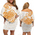 Polynesian Tribal Tattoo Retro Off Shoulder Short Dress Gold Screen Color LT9 Women Gold - Polynesian Pride