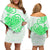 Polynesian Tribal Tattoo Retro Off Shoulder Short Dress Green Screen Color LT9 Women Green - Polynesian Pride