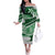 Polynesian Tribal Couples Matching Outfits Combo Long Sleeve Dress And Hawaiian Shirt Green LT6 - Polynesian Pride