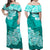 Polynesian Flower Tribal Matching Dress and Hawaiian Shirt Turquoise LT9 - Polynesian Pride