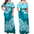 Polynesian Flower Tribal Matching Dress and Hawaiian Shirt Teal LT9 - Polynesian Pride