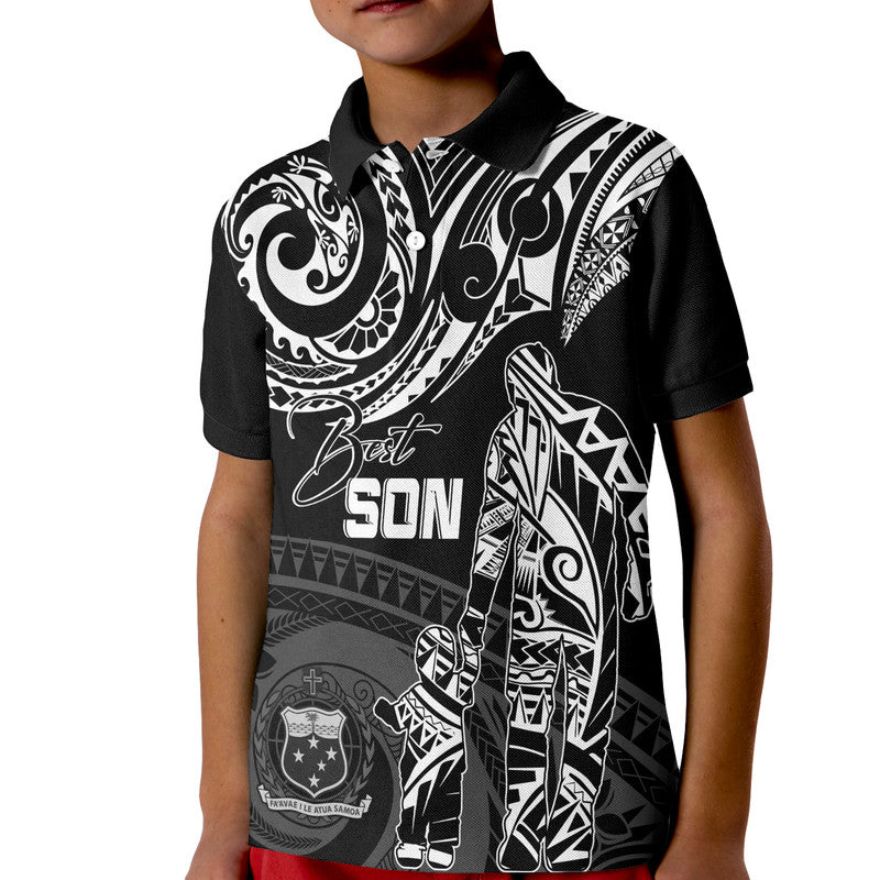 Personalised Polynesian Father's Day Polo Shirt KID Dad & Kid - Samoa LT7 Kid Black - Polynesian Pride