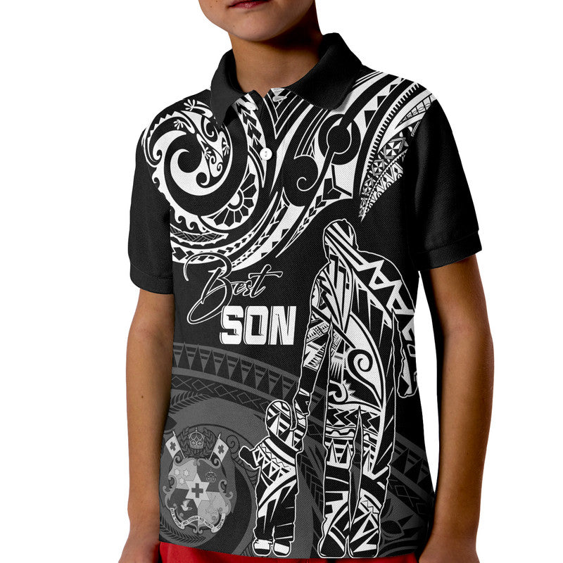 Personalised Polynesian Father's Day Polo Shirt KID Dad & Kid - Tonga LT7 Kid Black - Polynesian Pride