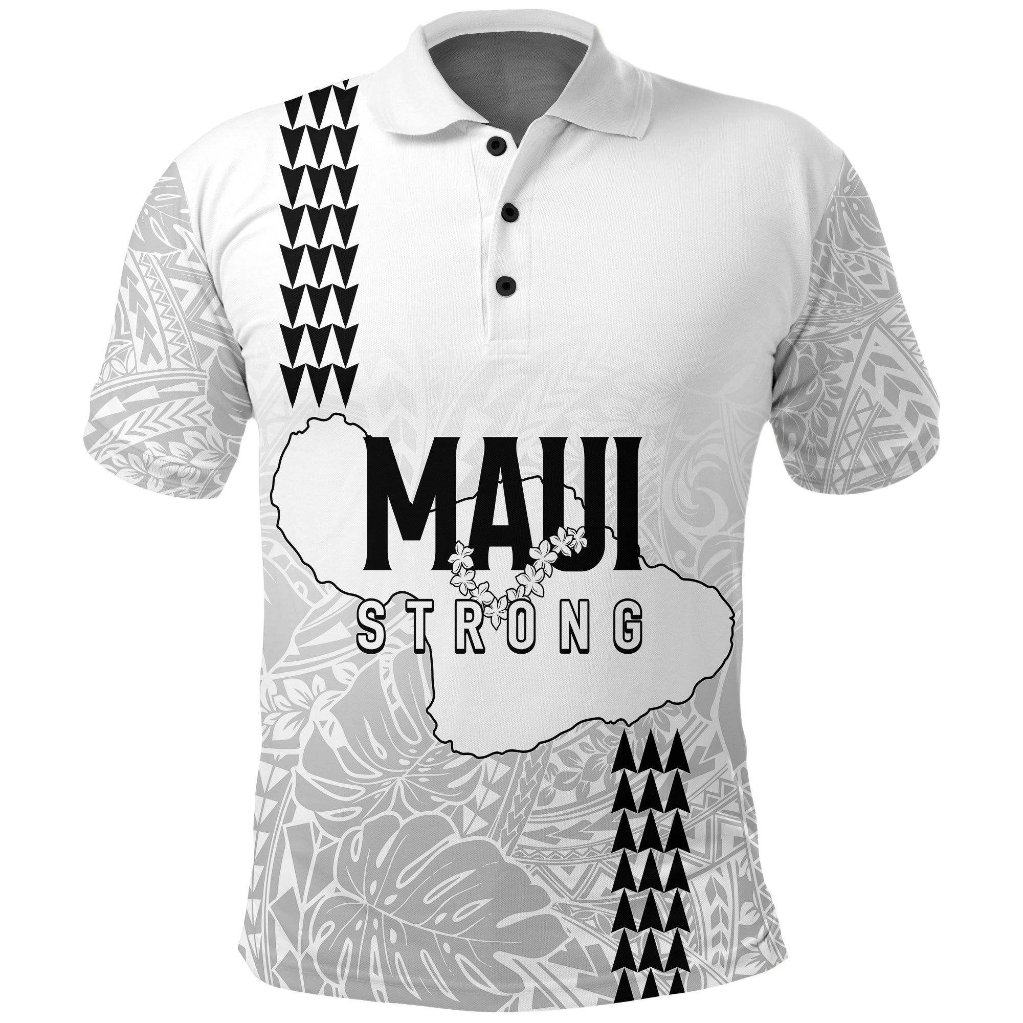 Maui Strong Wildfire Polo Shirt Pray For Lahaina Maui - White LT7 White - Polynesian Pride