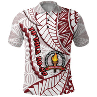 (Touola 80 89) Tonga Emancipation Day Polo Shirt Kupesi Pattern No.2 White LT9 Kid - Polynesian Pride