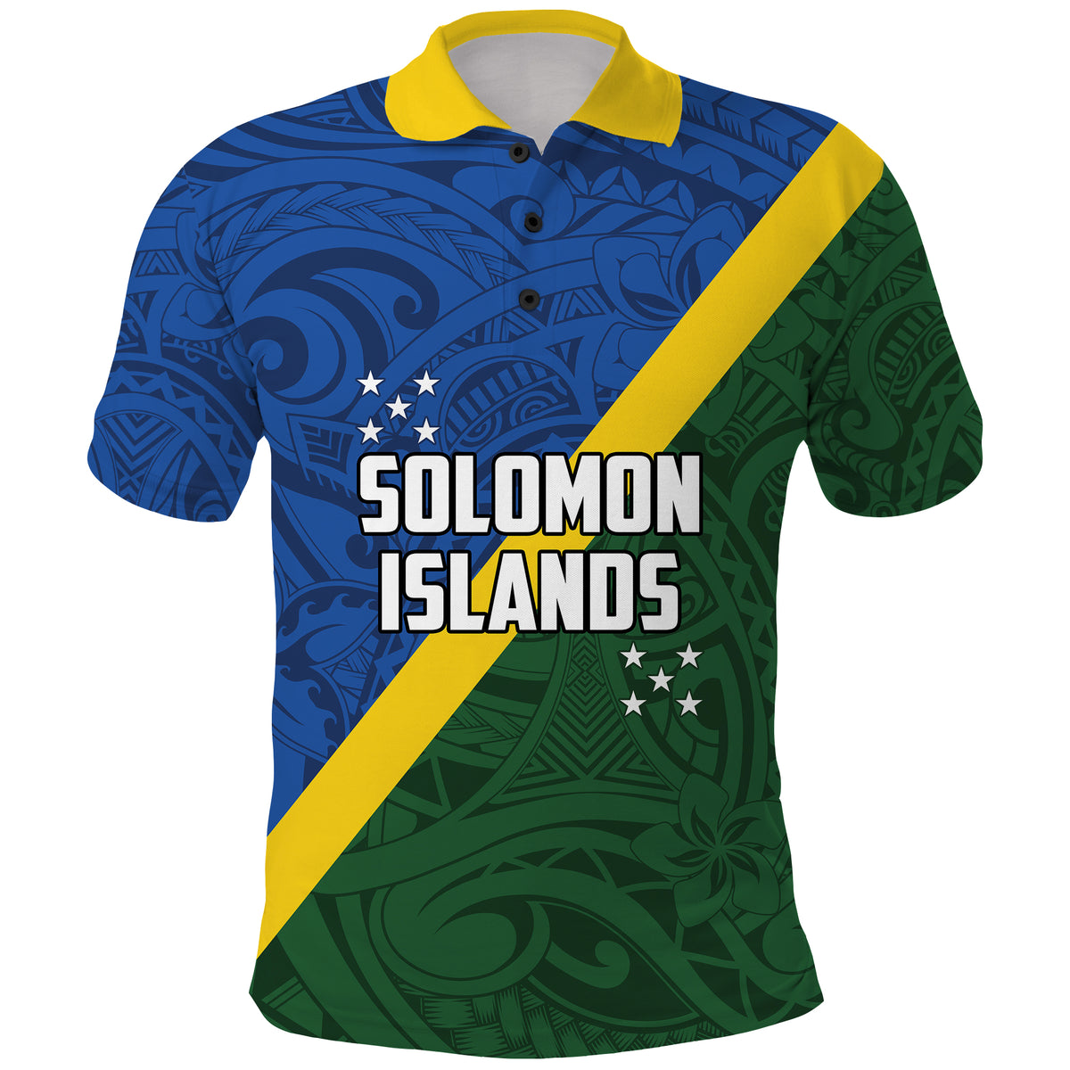 Solomon Islands Polynesian Tribal Flag Style Polo Shirt LT03