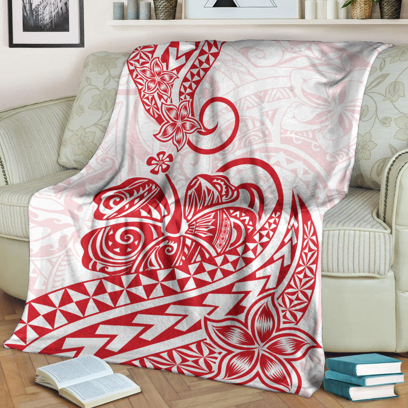 Polynesian Tribal Tattoo Retro Premium Blanket Red Screen Color LT9 Red - Polynesian Pride