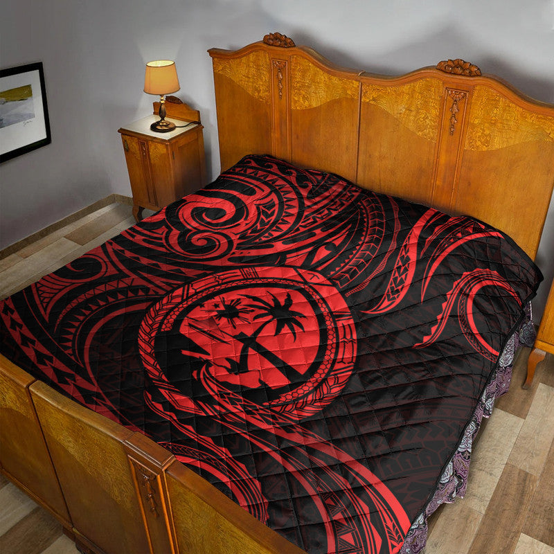 Polynesian Pride Guam With Polynesian Tribal Tattoo and Coat of Arms Premium Quilt Red Version LT9 Red - Polynesian Pride