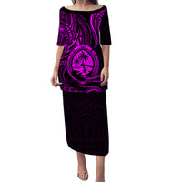 Polynesian Pride Guam With Polynesian Tribal Tattoo and Coat of Arms Puletasi Dress Purple Version LT9 - Polynesian Pride