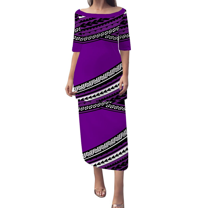 Polynesian Puletasi Dress Simple Purple No.2 LT6 Long Dress Purple - Polynesian Pride