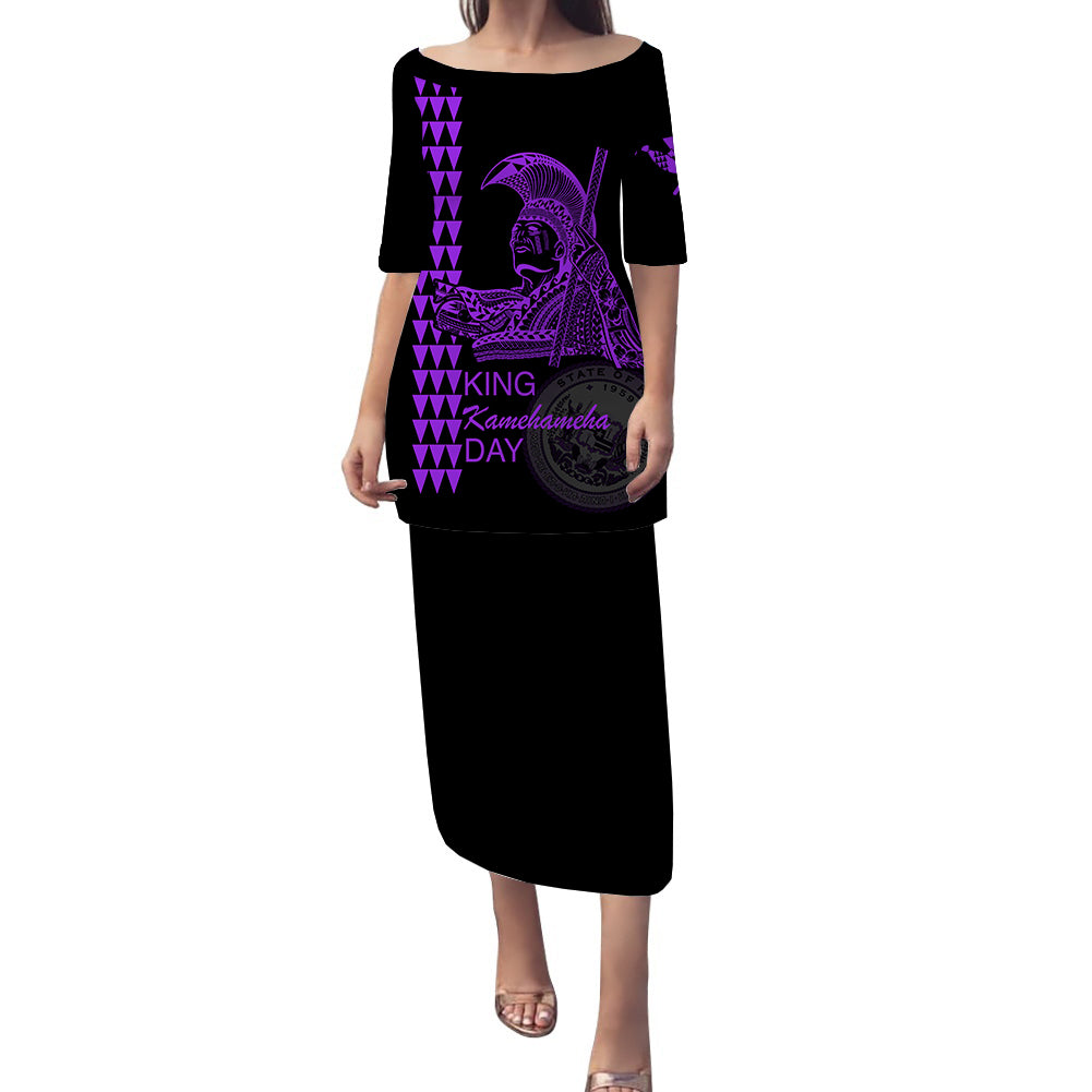 Hawaii Puletasi Dress King Kamehameha Day - Purple LT6 Long Dress Purple - Polynesian Pride