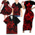 Polynesian Matching Outfit For Family Plumeria Flowers Bodycon Dress Hawaiian Shirt Polynesian Tribal Red Vibe LT9 - Polynesian Pride