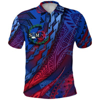 Custom Samoa Polo Shirt Artsy Style Mixed Blue LT9 Adult Mixed Blue - Polynesian Pride
