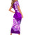 Polynesian Floral Tribal Short Sleeve Body Long Dress Purple LT9 - Polynesian Pride