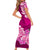 Polynesian Floral Tribal Short Sleeve Body Long Dress Pink LT9 - Polynesian Pride