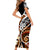 Plumeria Polynesian Short Sleeve Body Long Dress Trending Brown LT6 - Polynesian Pride