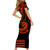 Kakau Hawaiian Polynesian Couples Matching Outfits Combo Bodycon Dress And Hawaii Shirt Orange LT6 - Polynesian Pride