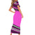 Polynesian Short Sleeve Body Long Dress Simple Pink LT6 - Polynesian Pride