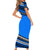 Polynesian Short Sleeve Body Long Dress Simple Blue LT6 - Polynesian Pride