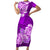 Polynesian Couple Matching Outfit Floral Tribal Combo Short Sleeve Bodycon Long Dress and Hawaiian Shirt Purple LT9 - Polynesian Pride