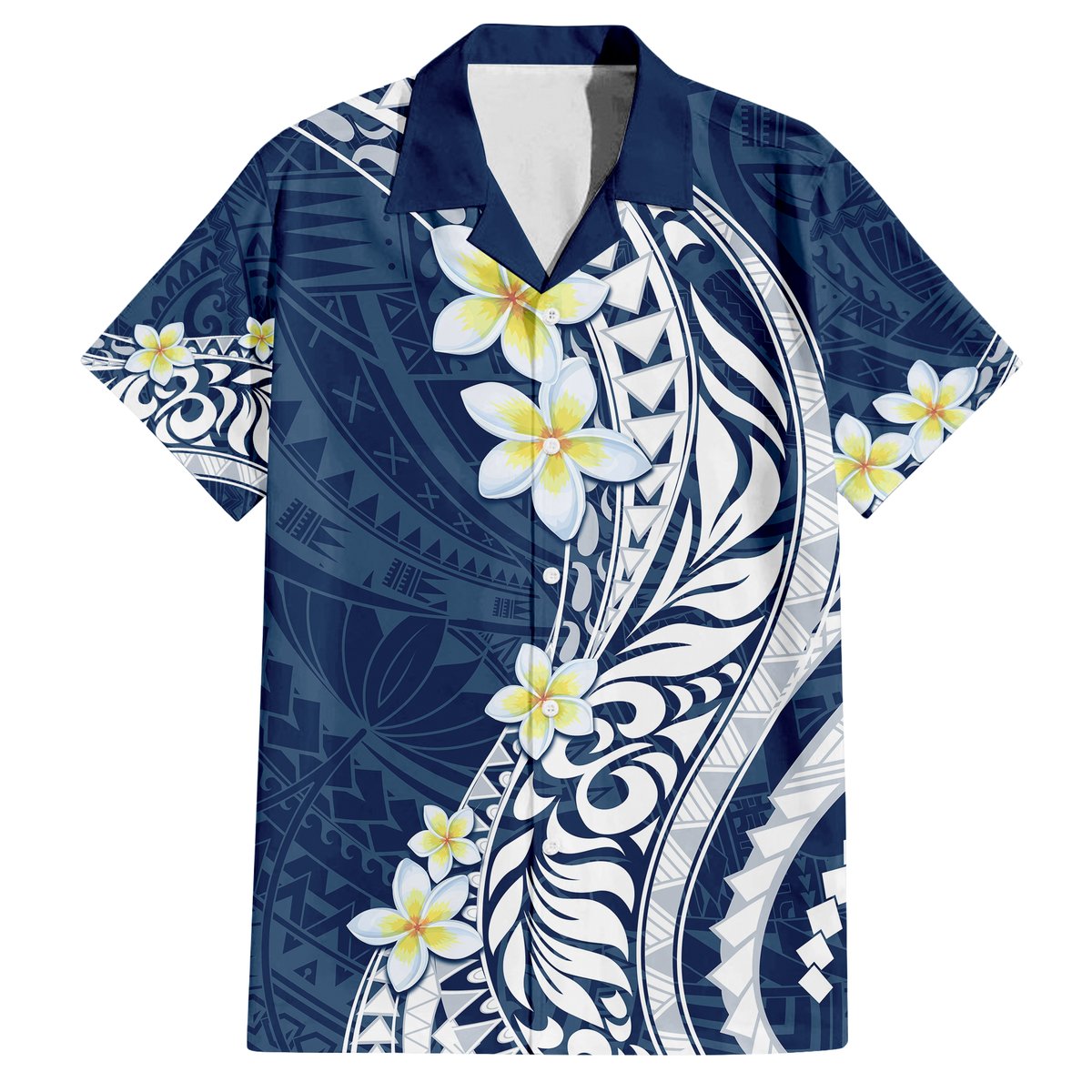 Hawaii Aloha Hawaiian Shirt Plumeria Vintage - Blue LT7 Blue - Polynesian Pride