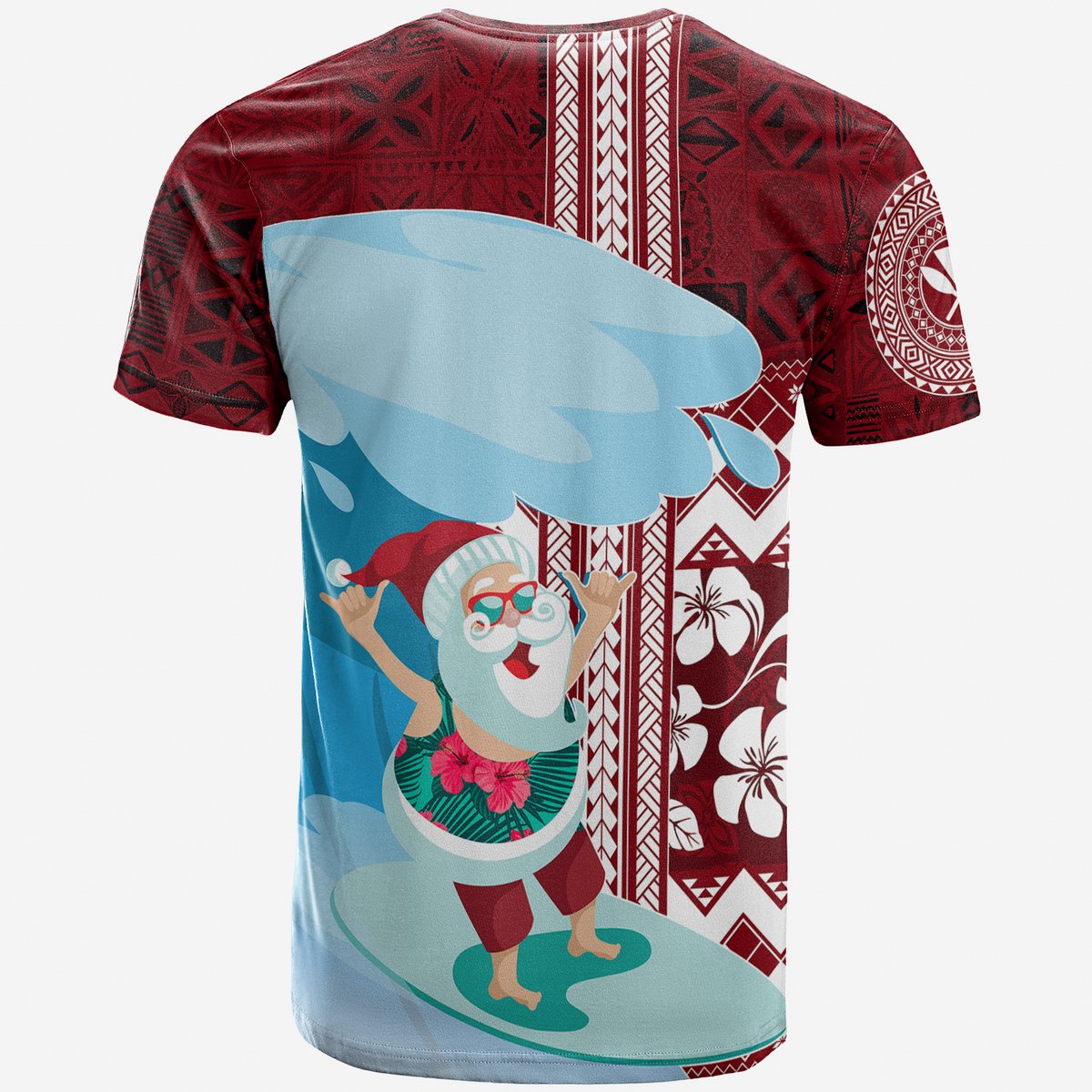 Hawaii Christmas Surfing Santa Claus Mele Kalikimaka T Shirt LT7 - Polynesian Pride