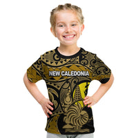 (Custom Personalised)New Caledonia T Shirt Kid Gold Color LT6 Youth XL Size14 - Polynesian Pride