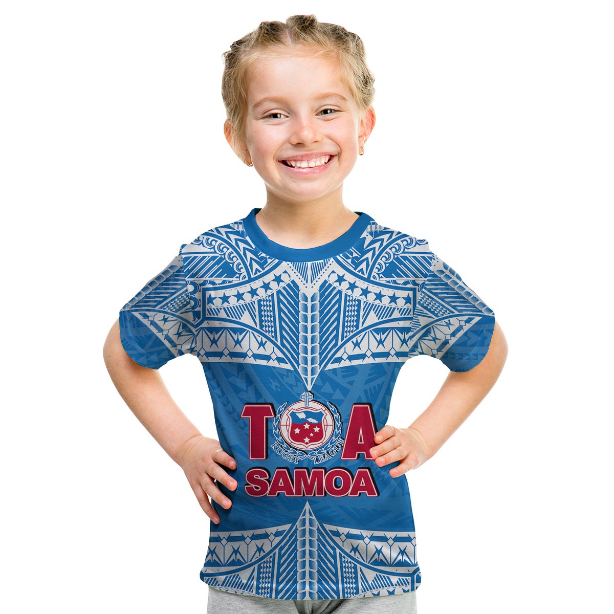 Toa Samoa Rugby T Shirt KID Blue Sky LT6 Youth XL Size14 - Polynesian Pride