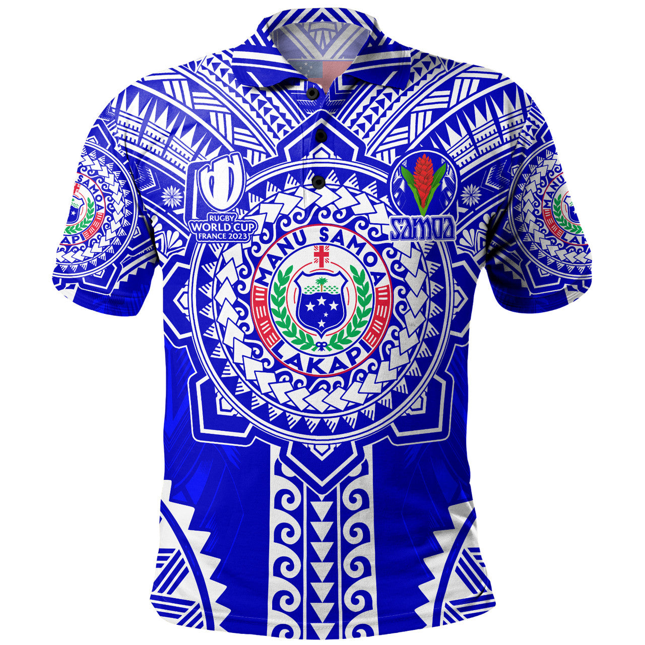 Custom Samoa Polo Shirt Lakapi Samoa Rugby 2023 Manu Samoa Supporter Tribal Style Blue - Polynesian Pride