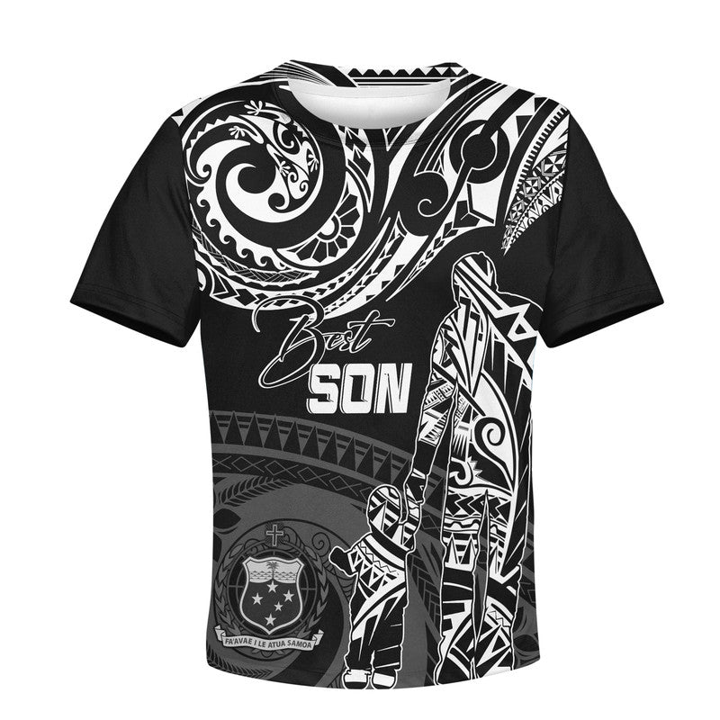 Personalised Polynesian Father's Day T Shirt KID Dad & Kid - Samoa LT7 Black - Polynesian Pride