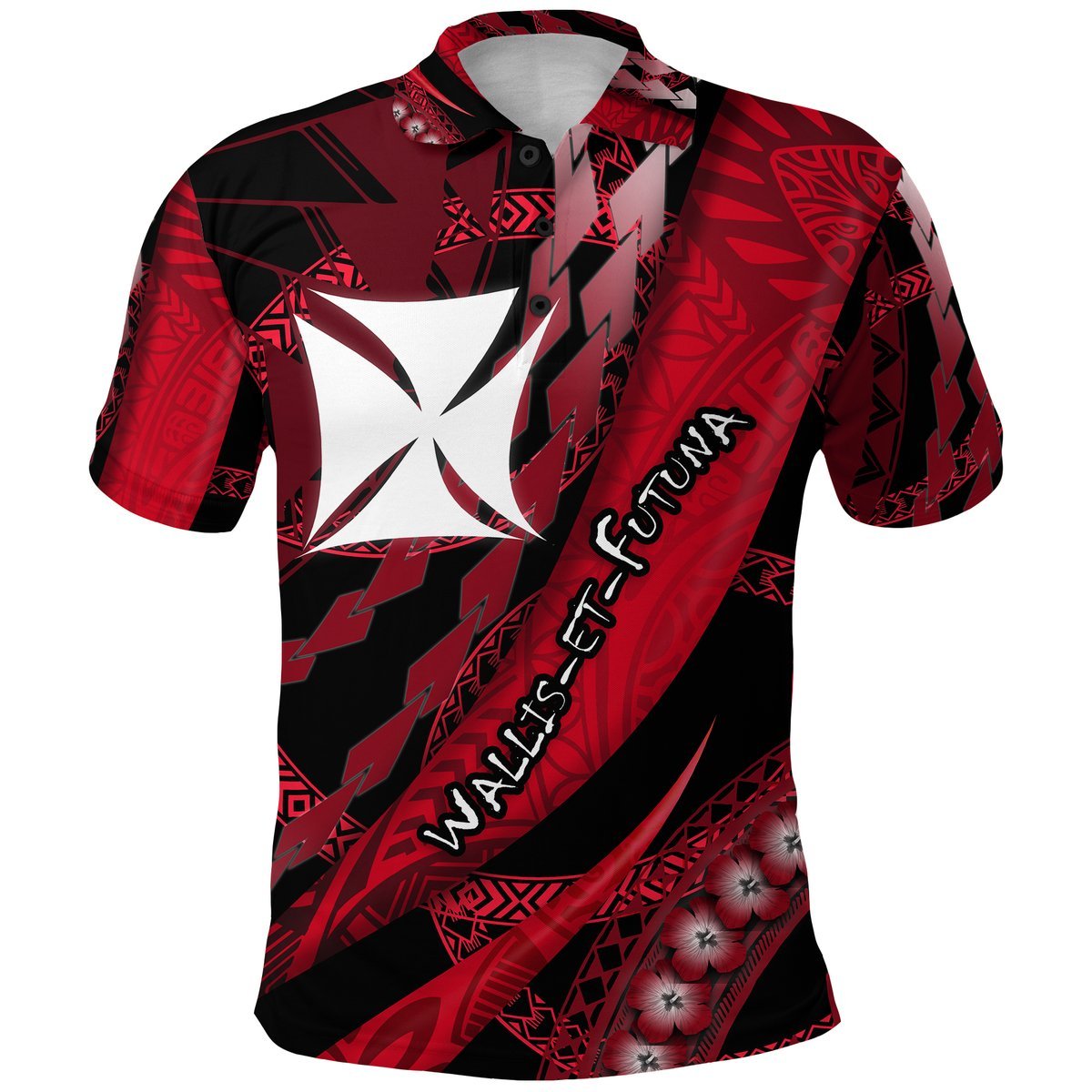 Custom Wallis et Futuna Polo Shirt Artsy Style Black LT9 Adult Black - Polynesian Pride