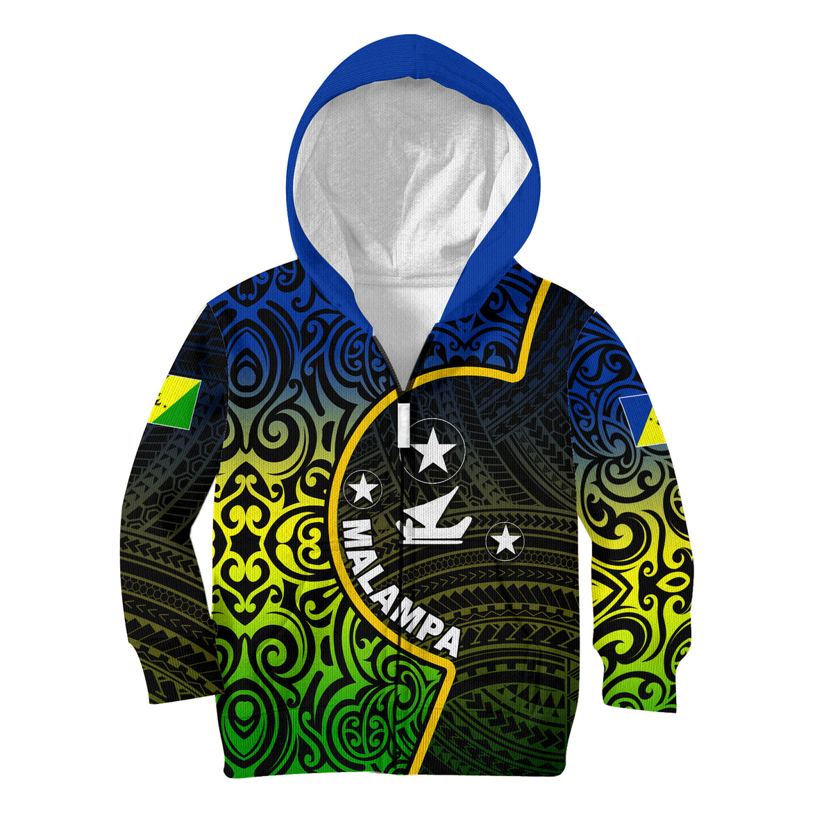 Custom Malampa Province Kid Hoodie Flag Color LT6 Zip Hoodie Turquoise - Polynesian Pride