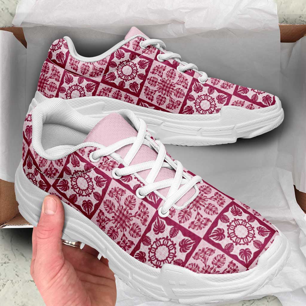 Akala Palaka Quilt Hawaii Chunky Sneakers Hawaiian Tropical Monstera Sea Turtle LT14 - Polynesian Pride