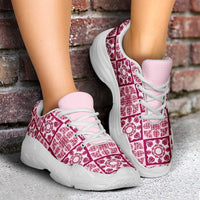 Akala Palaka Quilt Hawaii Chunky Sneakers Hawaiian Tropical Monstera Sea Turtle LT14 - Polynesian Pride