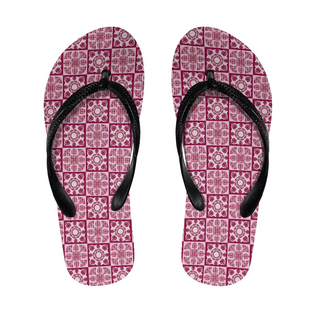 Akala Palaka Quilt Hawaii Flip Flops Hawaiian Tropical Monstera Sea Turtle