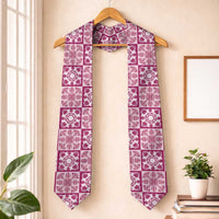 Akala Palaka Quilt Hawaii Graduation Stole Hawaiian Tropical Monstera Sea Turtle LT14 One Size Pink - Polynesian Pride
