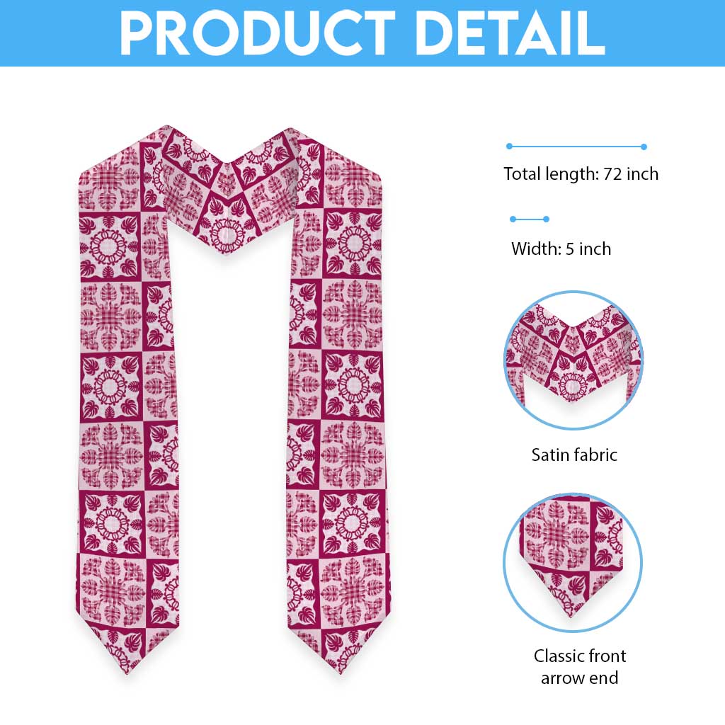 Akala Palaka Quilt Hawaii Graduation Stole Hawaiian Tropical Monstera Sea Turtle LT14 - Polynesian Pride