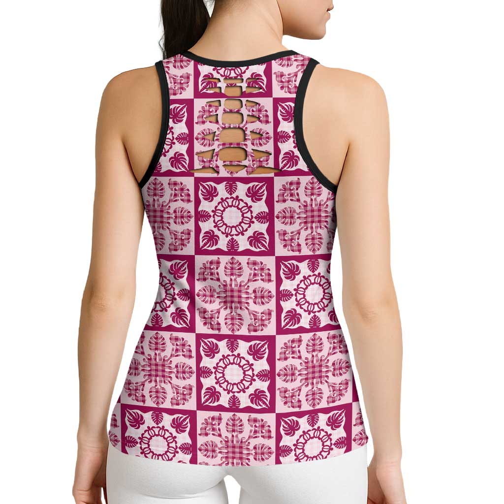 Akala Palaka Quilt Hawaii Hollow Tank Top Hawaiian Tropical Monstera Sea Turtle LT14 - Polynesian Pride