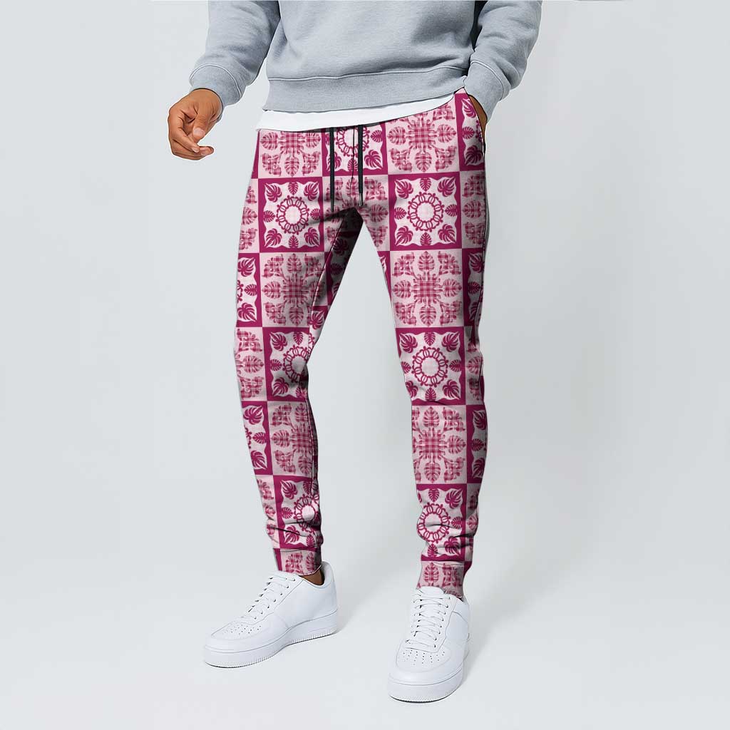 Akala Palaka Quilt Hawaii Jogger Pants Hawaiian Tropical Monstera Sea Turtle LT14 - Polynesian Pride