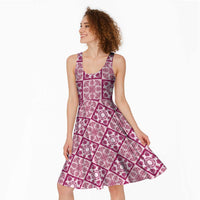 Akala Palaka Quilt Hawaii Midi Dress Hawaiian Tropical Monstera Sea Turtle LT14 - Polynesian Pride