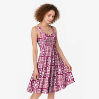 Akala Palaka Quilt Hawaii Midi Dress Hawaiian Tropical Monstera Sea Turtle LT14 - Polynesian Pride