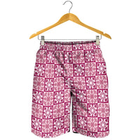 Akala Palaka Quilt Hawaii Shorts for Men Hawaiian Tropical Monstera Sea Turtle LT14 - Polynesian Pride