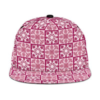 Akala Palaka Quilt Hawaii Snapback Cap Hawaiian Tropical Monstera Sea Turtle LT14 One Size Pink - Polynesian Pride