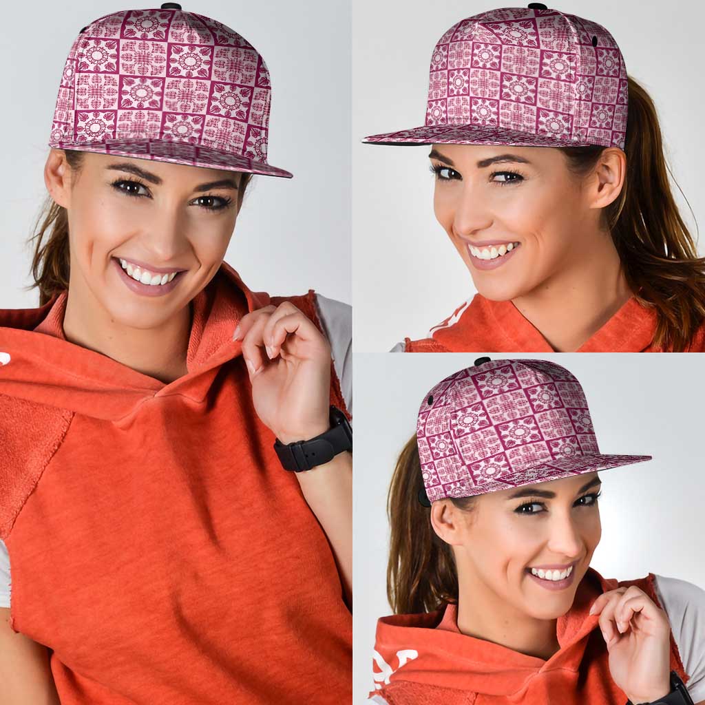 Akala Palaka Quilt Hawaii Snapback Cap Hawaiian Tropical Monstera Sea Turtle LT14 - Polynesian Pride