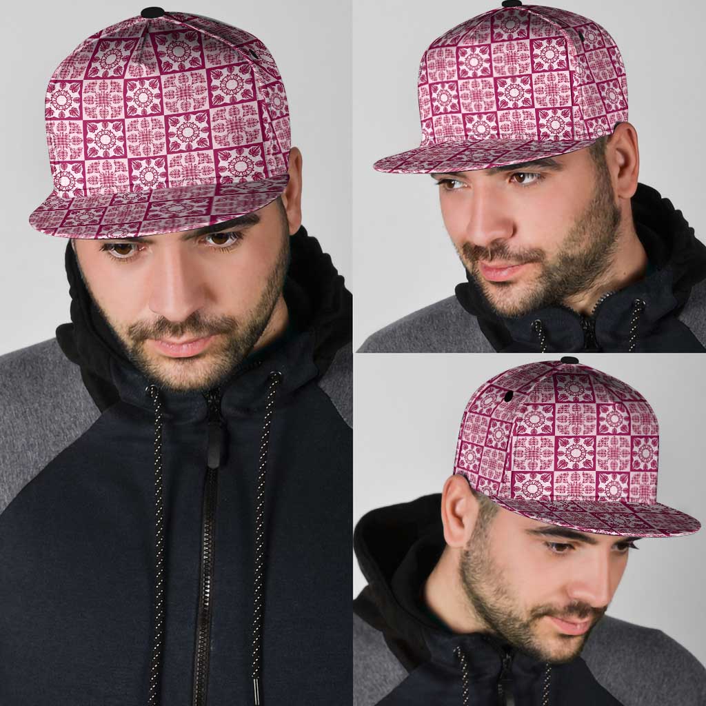 Akala Palaka Quilt Hawaii Snapback Cap Hawaiian Tropical Monstera Sea Turtle LT14 - Polynesian Pride