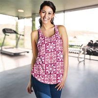 Akala Palaka Quilt Hawaii Women Racerback Tank Hawaiian Tropical Monstera Sea Turtle LT14 - Polynesian Pride
