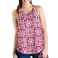 Akala Palaka Quilt Hawaii Women Racerback Tank Hawaiian Tropical Monstera Sea Turtle LT14 - Polynesian Pride