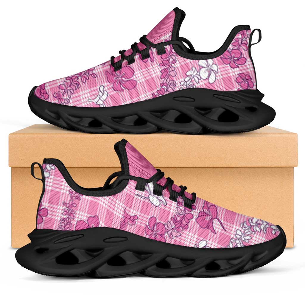 Alaka Aloha Hawaii Clunky Sneakers Plumeria Lei With Palaka Motif - Polynesian Pride